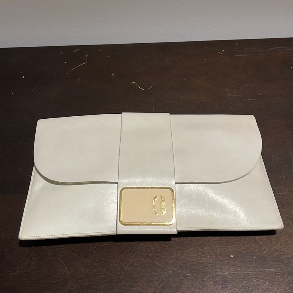 Vintage Christian Dior Ice White Leather Clutch